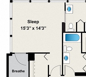 2 Bed 2 Bath Floor plan at 24 S Morgan Apartments, Chicago, Illinois